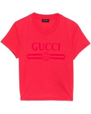 Gucci Logo Cotton T-Shirt - Red