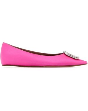 AMINA MUADDI Fuchsia Satin Camelia Ballerinas - Pink