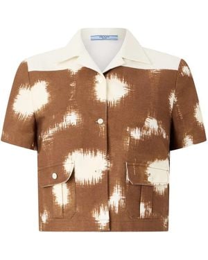 Prada Canvas Shirt With Print - Brown