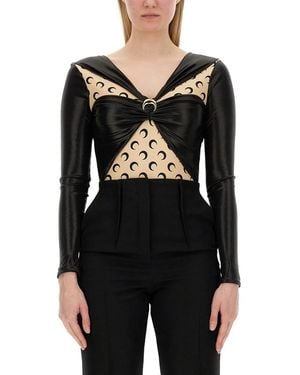 Marine Serre Draped Bodysuit - Black