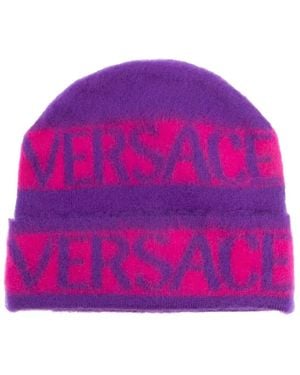 Versace Beanie Logo Stripes - Purple