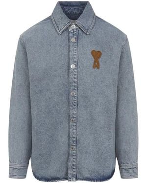 Ami Paris H Denim Jacket Light - Blue