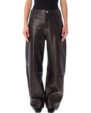Arma Ece Leather Barrel Pants - Black