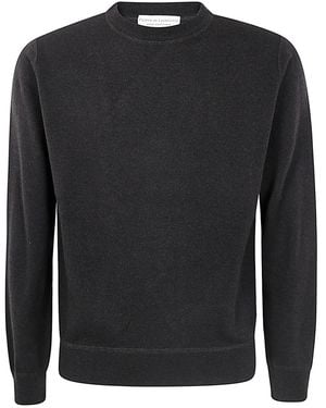 FILIPPO DE LAURENTIIS Long Sleeves Cashmere Wool Round Neck Sweatshirt - Black