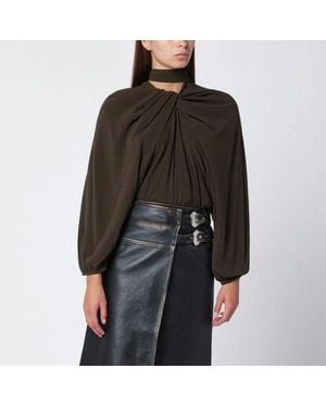 NAMACHEKO Draped Silk Top - Black