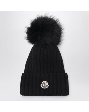 Moncler Wool Beanie With Pom-Pom - Black
