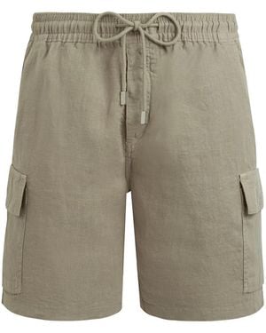 Vilebrequin Linen Bermuda Shorts With Drawstring And Cargo Pockets - Grey