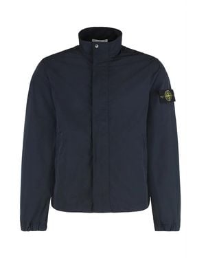 Stone Island Windbreaker With Logo - Blue
