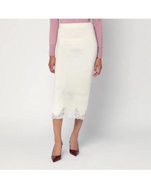 GIUSEPPE DI MORABITO Gonna Tube With Lace And Rhinestones - Natural
