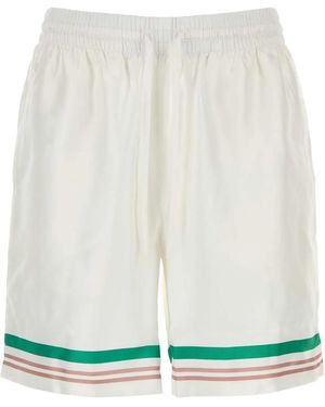 CASABLANCA Satin Bermuda Shorts - White