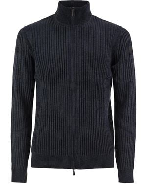Rrd Ribbed Zip-Up Cardigan - Blue