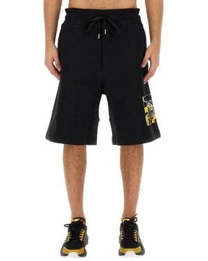 Versace Jeans Couture Bermuda With Logo - Black