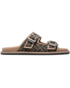 Fendi Experience The Feel Of Ff Jacquard Sandals - Brown