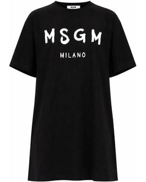 MSGM Abito Con Logo Pennellato - Black