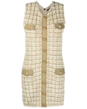 Balmain Nude Tweed Short Dress - Natural