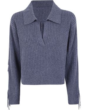 Jonathan Simkhai "Natalia" Collared Sweater - Blue