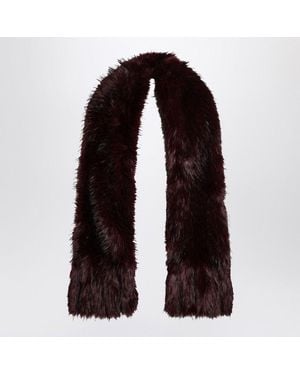 ROTATE BIRGER CHRISTENSEN Dark Burgundy Faux Fur Scarf - Brown