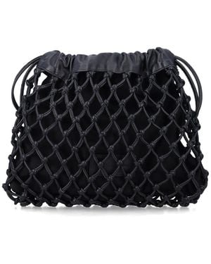 Frankie Shop Morgan Macrame Leather Pouch - Black