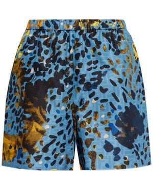 Fendi Print Shorts With Spots - Blue