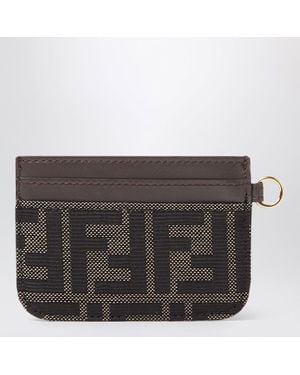 Fendi Ff Zucca Jacquard And Leather Card Case - Black