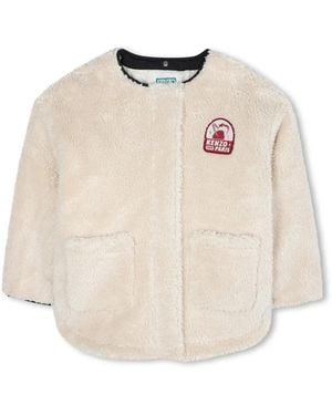 KENZO Coat With Logo - Natural
