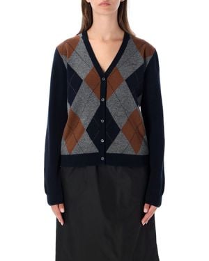 Prada Argyle Cashmere Cardigan - Black