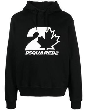 DSquared² Drawstring Cotton Hoodie - Black