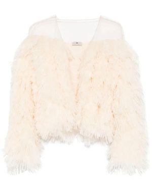 Elisabetta Franchi Fringed Jacket - Natural
