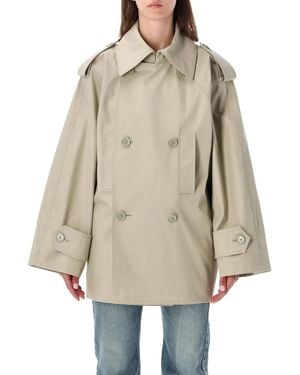 Balenciaga Double-Breasted Cotton Trench Coat - Natural