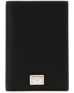 Dolce & Gabbana Leather Mini Passport Holder With-Tone Hardware - Black