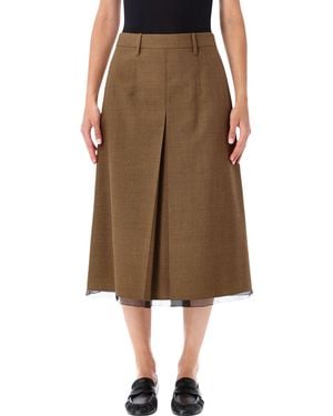 Prada Skirt Front Plit - Brown