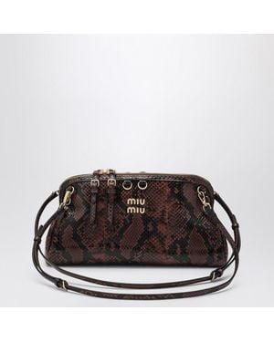 Miu Miu Ayers Leather Clutch Bag With Python Print - Black