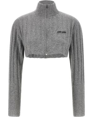 Miu Miu Cropped Cardigan - Grey