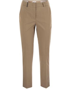 Peserico Light Cotton Satin Cigarette Pants - Natural