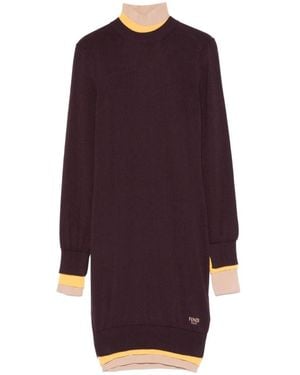 Fendi Plum Wool Blend Dress - Purple