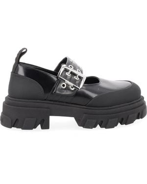 Ganni Ballerina With Logo Buckle - Black