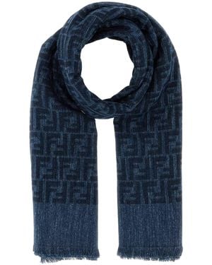 Fendi Scialle 140X140 Ff Denim - Blue