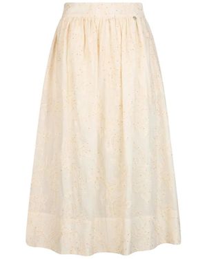 Liu Jo Natural Flower Print Cotton Skirt - White