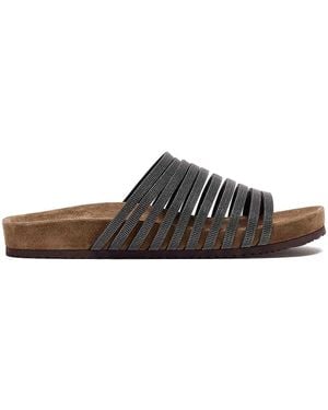 Brunello Cucinelli Calfskin Rubber Sandals - Black