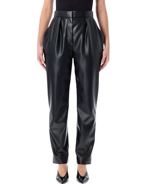 Balmain High-Waisted Faux Leather Trousers - Black