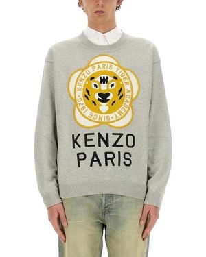 KENZO Jersey With Logo - Grey