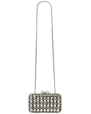 Self-Portrait Crystal Clutch - White