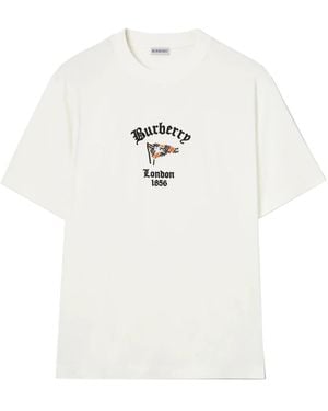 Burberry Check Cotton T-Shirt - White