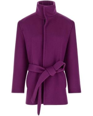 Saint Laurent Double-Face Wool Coat - Purple