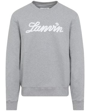 Lanvin Embroidered Logo Cotton Sweatshirt - Gray