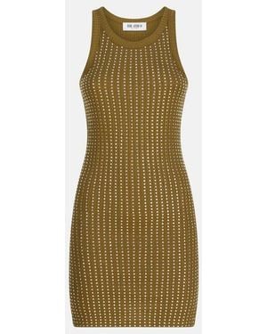 The Attico Military Mini Dress With Rhinestones - Green
