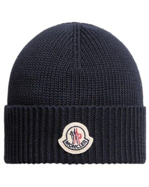 Moncler Beanie With Logo - Blue