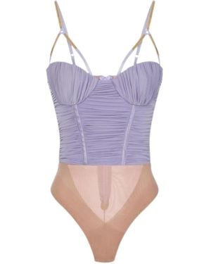 Elisabetta Franchi Lilac Ruched Sweetheart Top - Purple