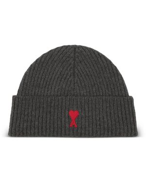 Ami Paris Ami De Coeur Wool Beanie - Grey