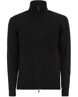 Rrd Ribbed Zip-Up Cardigan - Black